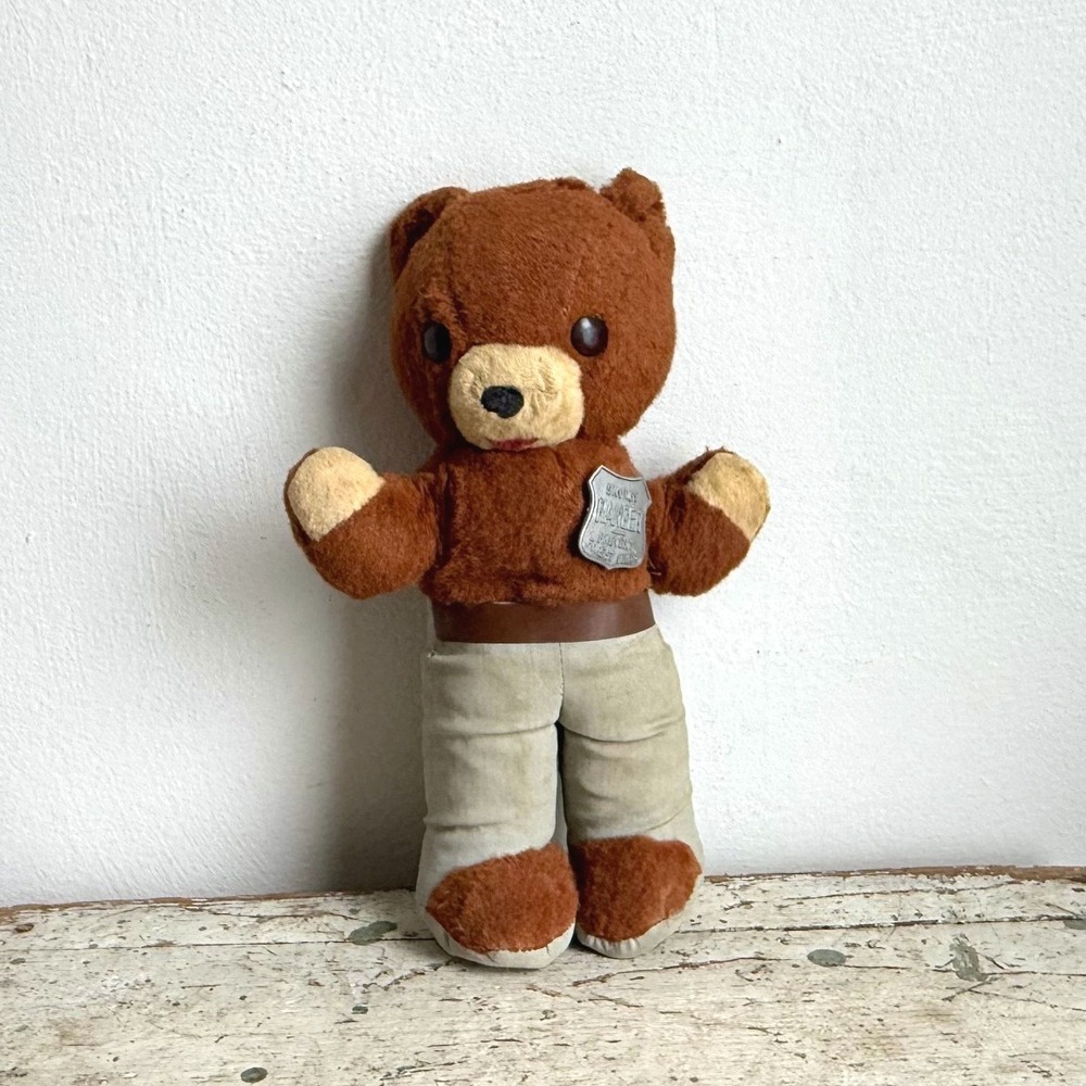 Vintage Smokey Bear Plush Ranger Badge Forest Fire Prevention 13"